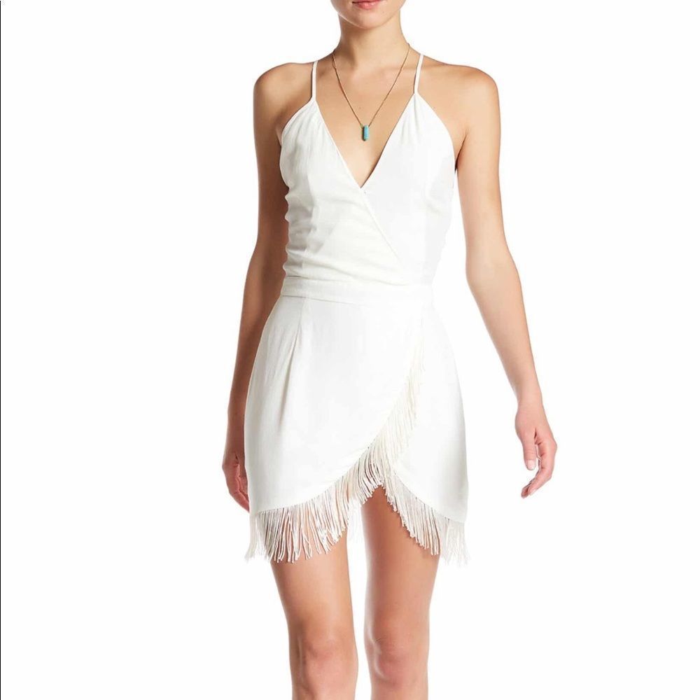 LOVERS AND FRIENDS Saturn Faux Wrap Fringe Dress M